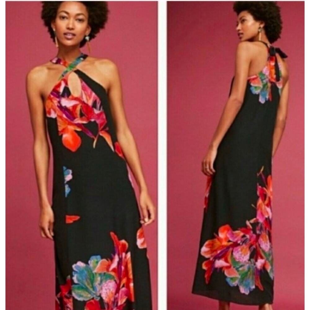 NWT Anthropologie Maeve Cayman Silk Maxi Dress